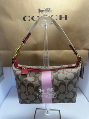 Vintage Y2K Coach Heritage Stripe Top Handle Pouch, style 41115.
